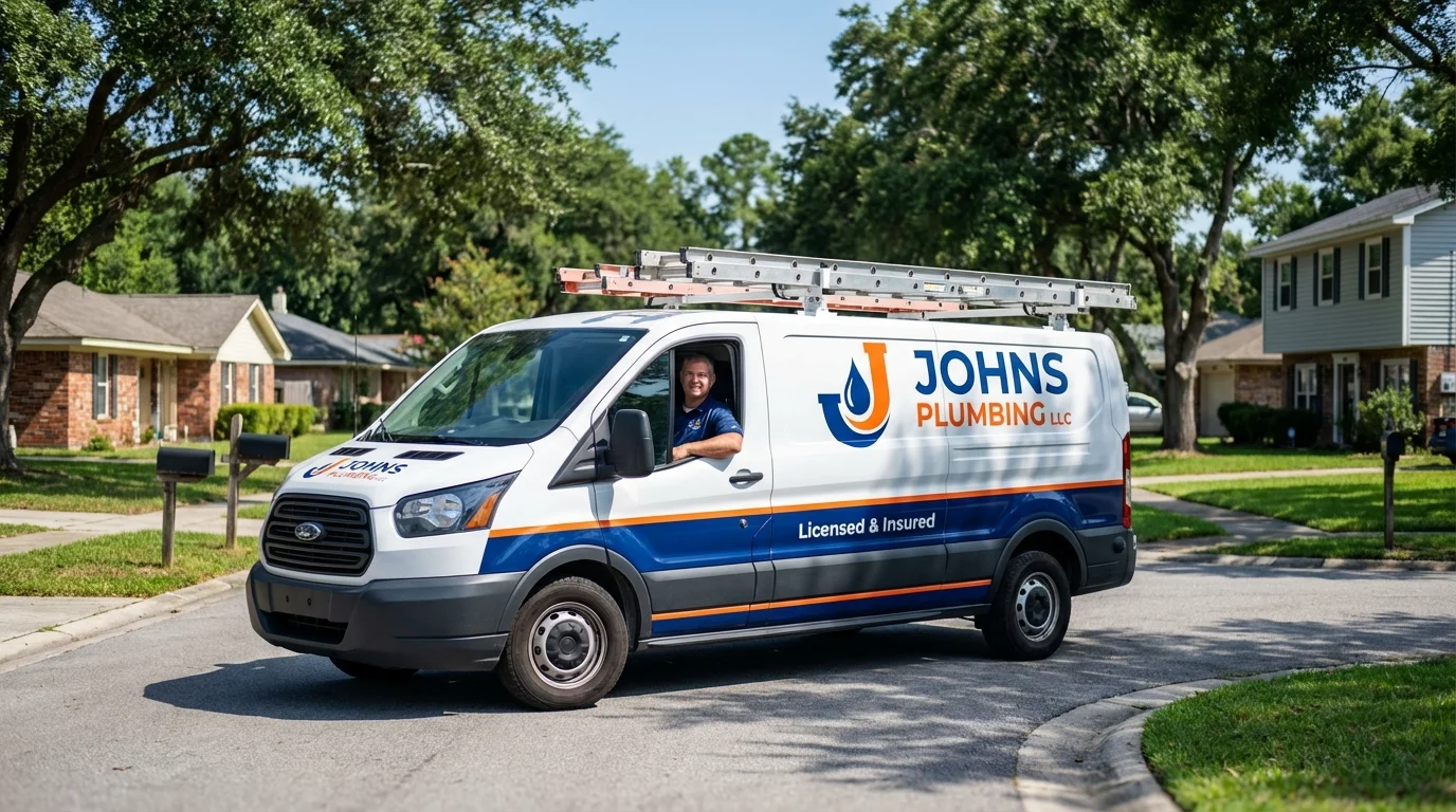 Johns Plumbing LLC service van in Hartwell, GA