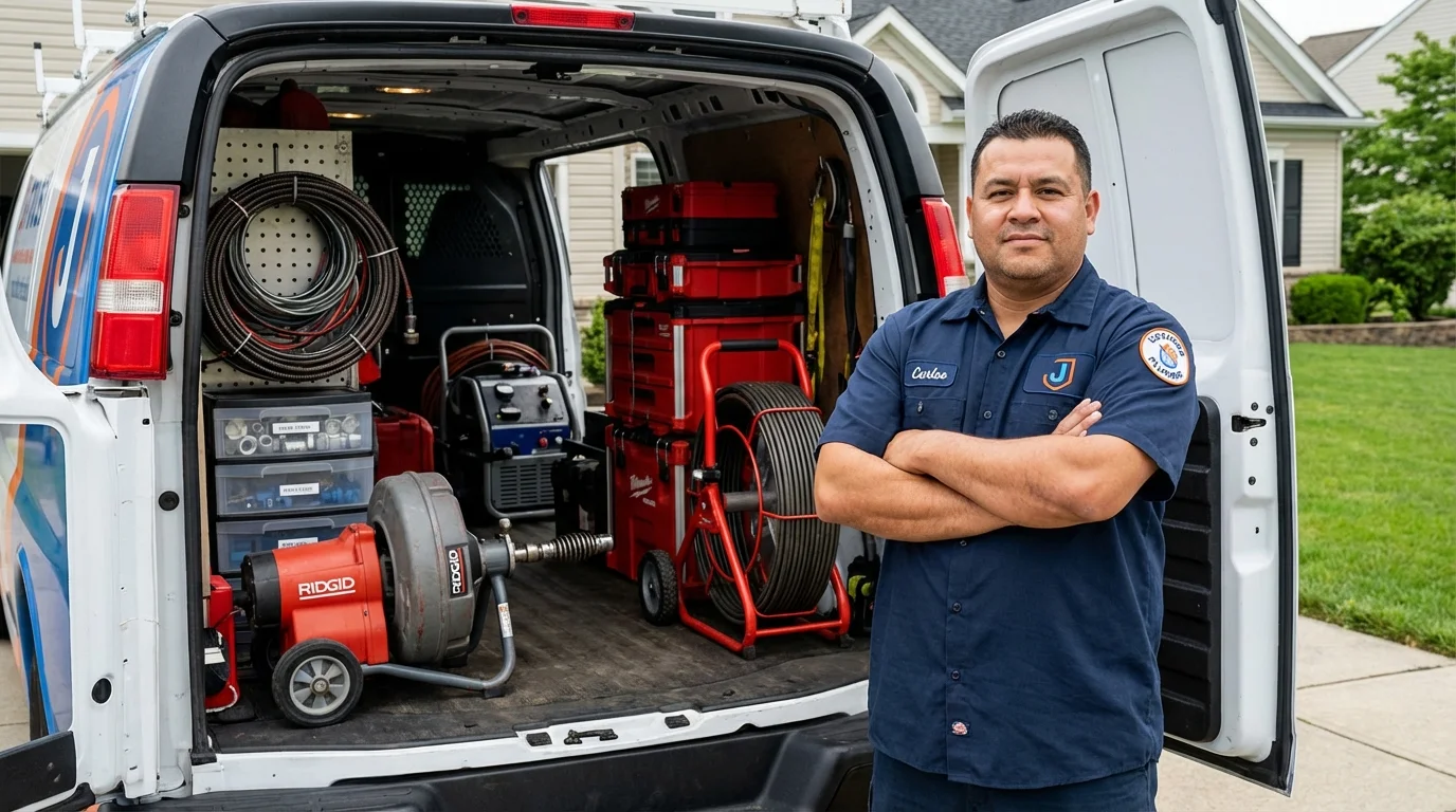 Professional drain cleaning equipment and Johns Plumbing LLC plumber in Hartwell