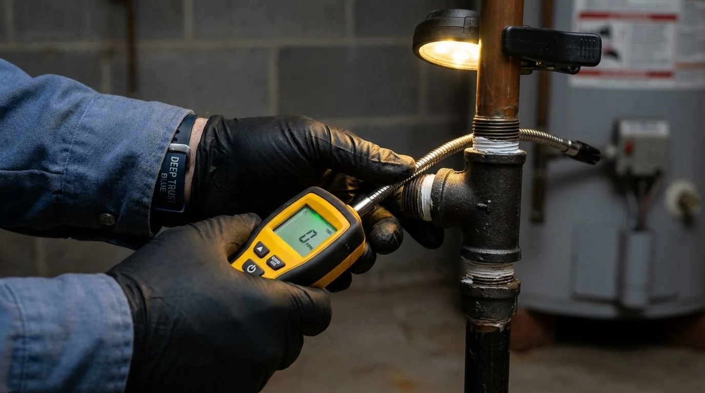 Gas leak detection with electronic sniffer by Johns Plumbing LLC in Hartwell